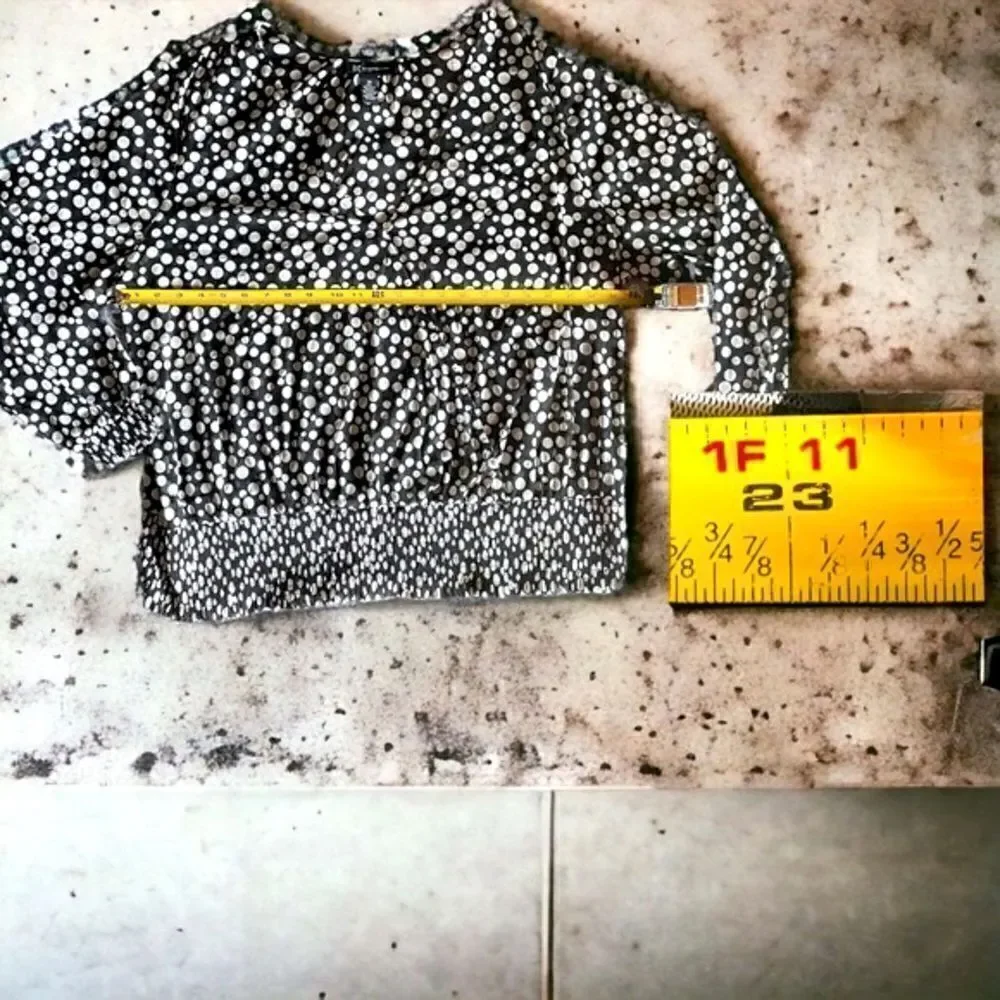 INC l Black ‘n White l Polka Dotted l Sheer Blouse l Long Sleeve l Sheer l 3X